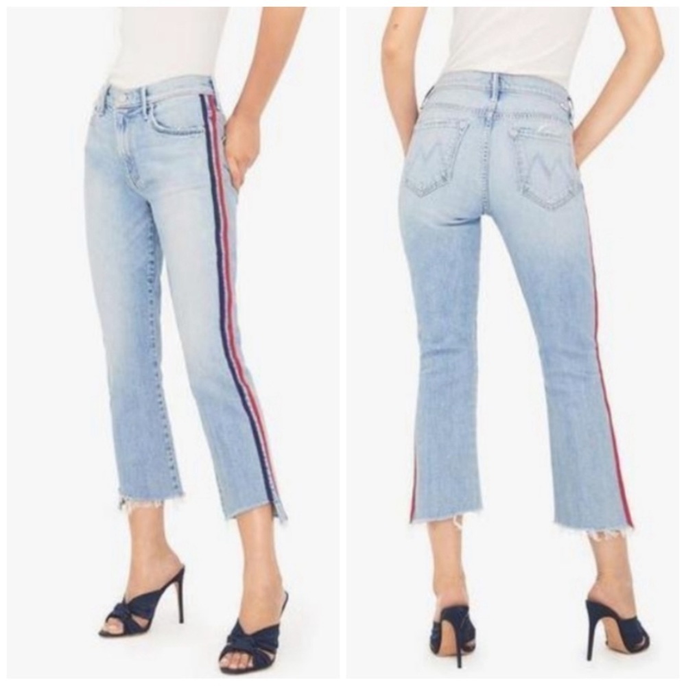 Mother Superior jeans the insider crop step fray thanks racer stripe women’s 24